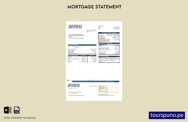 listo para imprimir plantilla de extracto de hipoteca del banco Aveo de Australi
